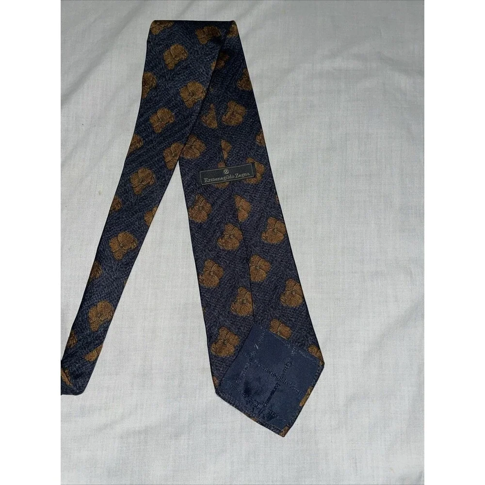 Ermenegildo Zegna Men’s Dress Tie Size 56” 3.75” Blue Floral Business Formal